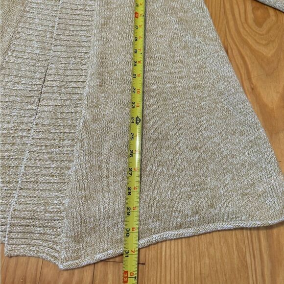 EILEEN FISHER Cardigan Women’s LRG Textured Open Front Neck Cotton Green Beige - Picture 5 of 9